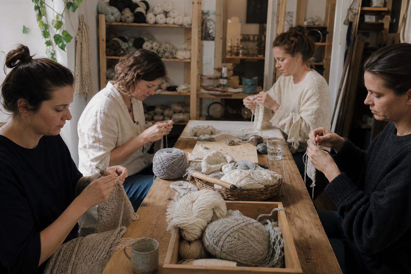 Maker working with crochet hook